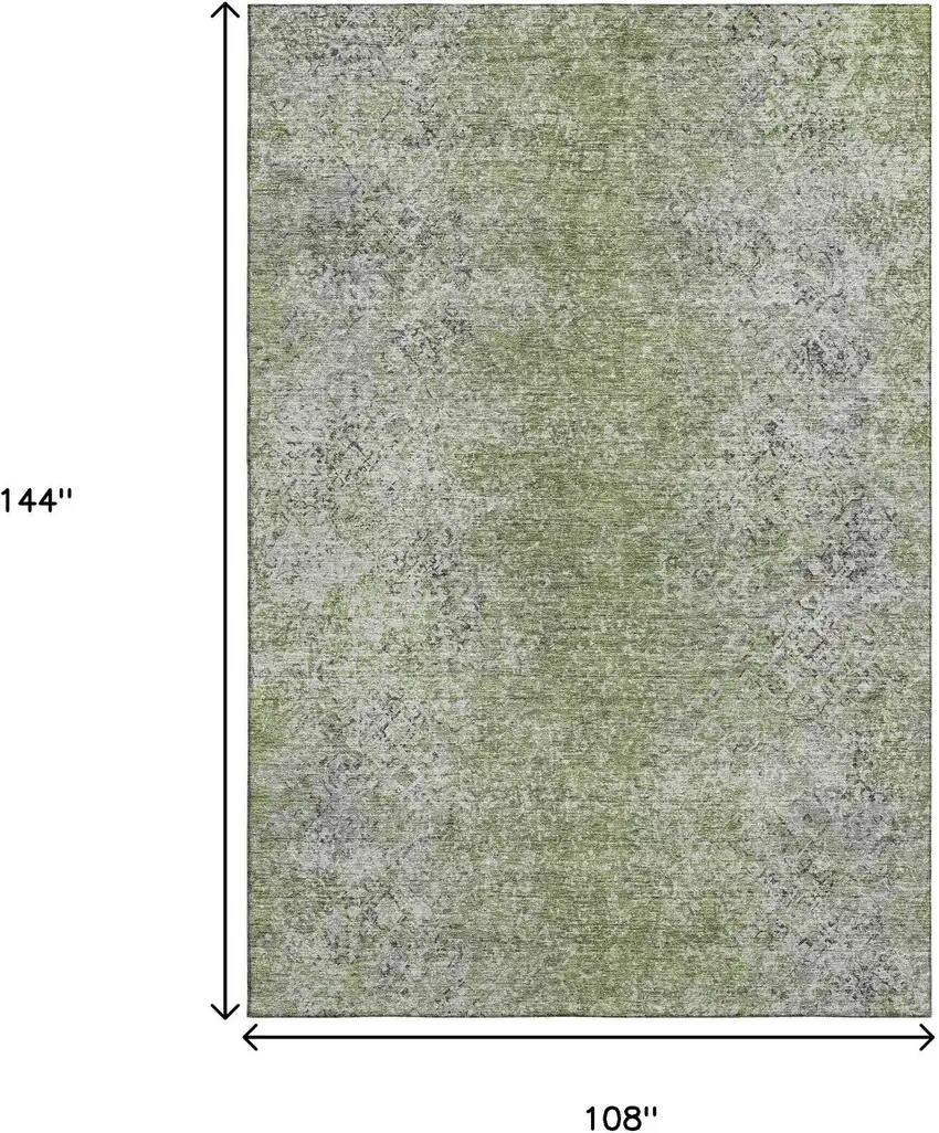 Fern Green And Gray Abstract Washable Area Rug With UV Protection Photo 3