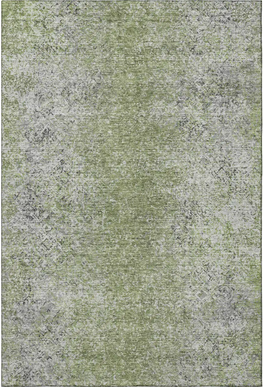 Fern Green And Gray Abstract Washable Area Rug With UV Protection Photo 4