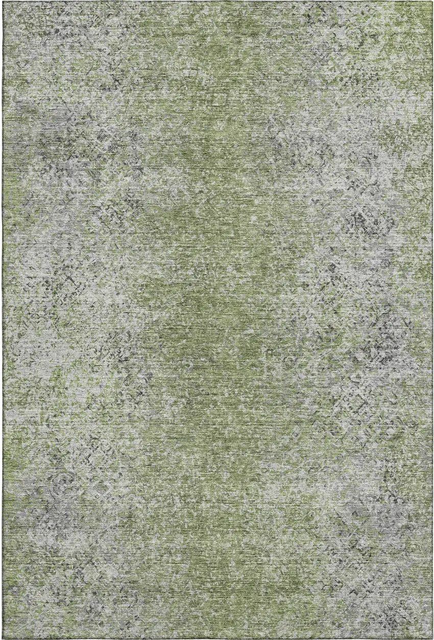 Fern Green And Gray Abstract Washable Area Rug With UV Protection Photo 1
