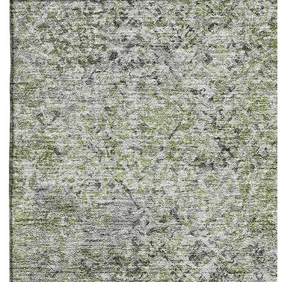 Fern Green And Gray Abstract Washable Area Rug With UV Protection Photo 3