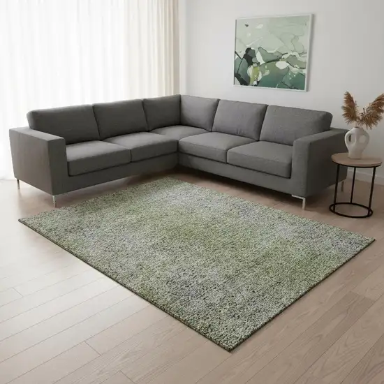 Fern Green And Gray Abstract Washable Area Rug With UV Protection Photo 2