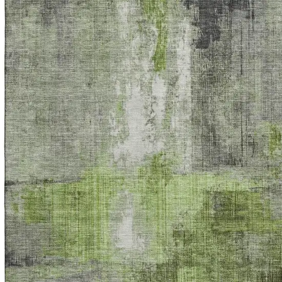 Fern Green And Gray Abstract Washable Area Rug With UV Protection Photo 3