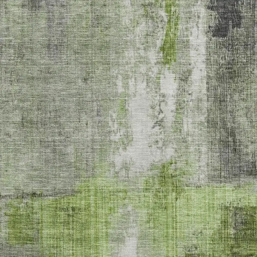 Fern Green And Gray Abstract Washable Area Rug With UV Protection Photo 2