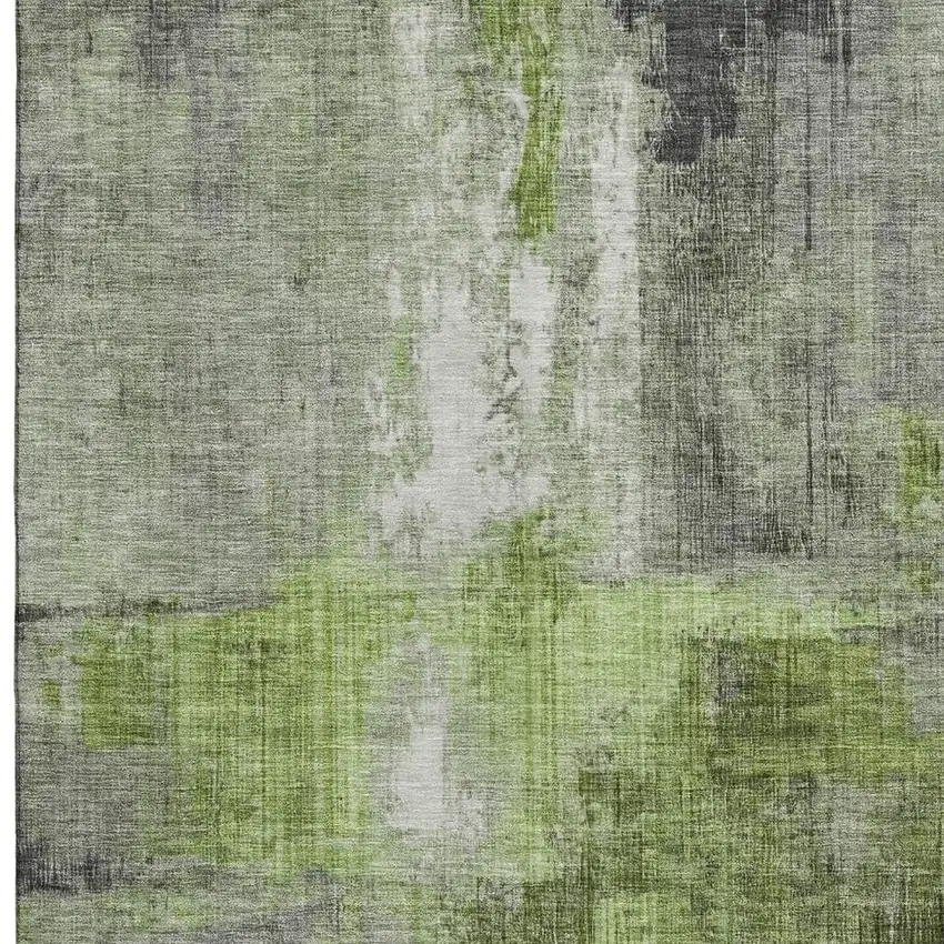 Fern Green And Gray Abstract Washable Area Rug With UV Protection Photo 3