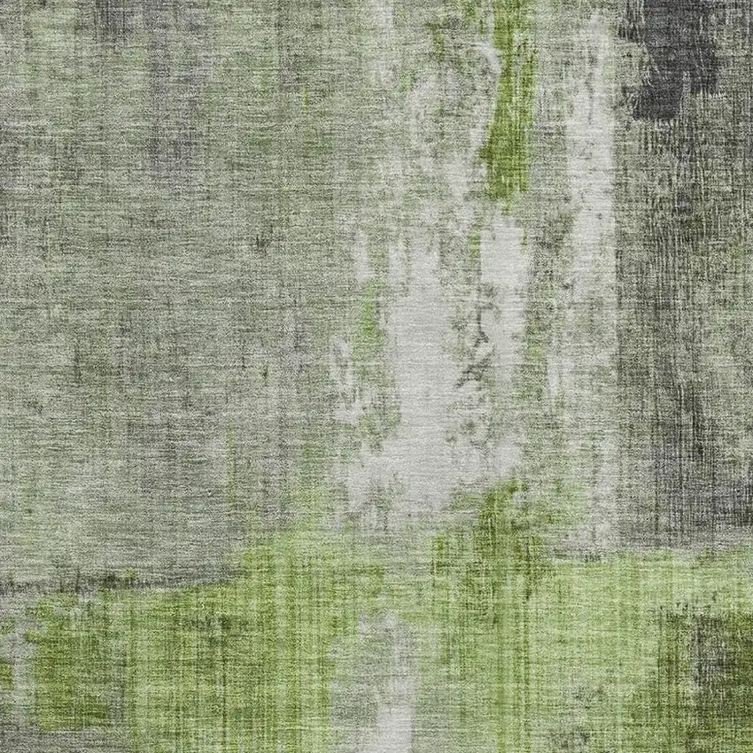 Fern Green And Gray Abstract Washable Area Rug With UV Protection Photo 2