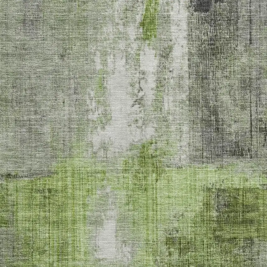 Fern Green And Gray Abstract Washable Area Rug With UV Protection Photo 2