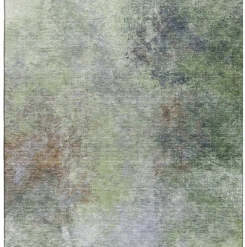 Fern Green And Gray Abstract Washable Area Rug With UV Protection Photo 4