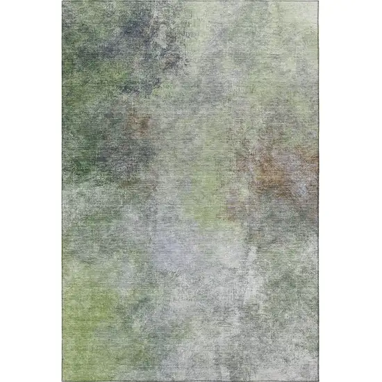 Fern Green And Gray Abstract Washable Area Rug With UV Protection Photo 4