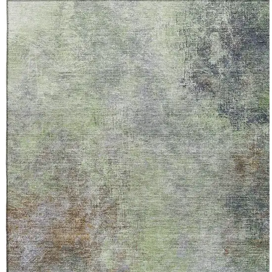 Fern Green And Gray Abstract Washable Area Rug With UV Protection Photo 3