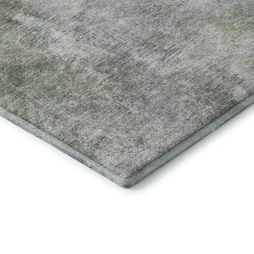 Fern Green And Gray Abstract Washable Area Rug With UV Protection Photo 8