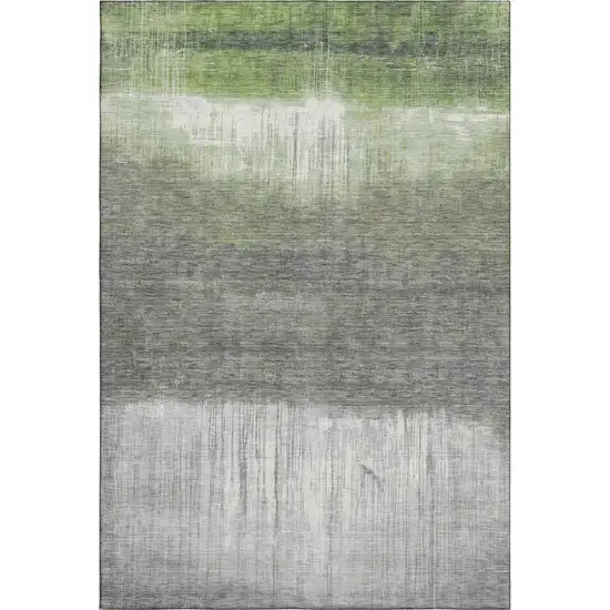 Fern Green And Gray Abstract Washable Area Rug With UV Protection Photo 5