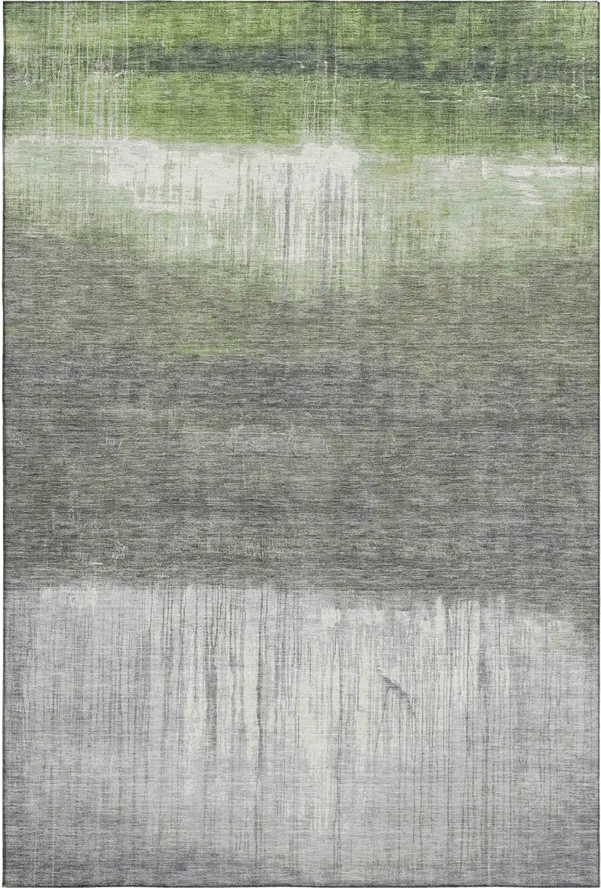 Fern Green And Gray Abstract Washable Area Rug With UV Protection Photo 5