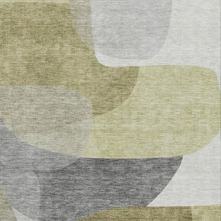 Fern Green And Gray Abstract Washable Area Rug With UV Protection Photo 3