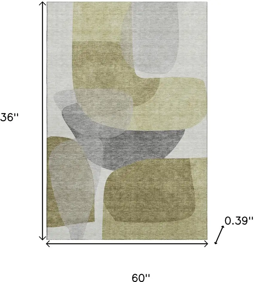 Fern Green And Gray Abstract Washable Area Rug With UV Protection Photo 9