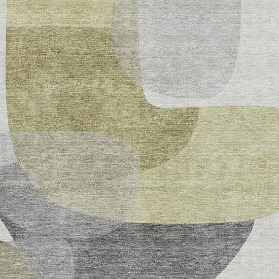 Fern Green And Gray Abstract Washable Area Rug With UV Protection Photo 3