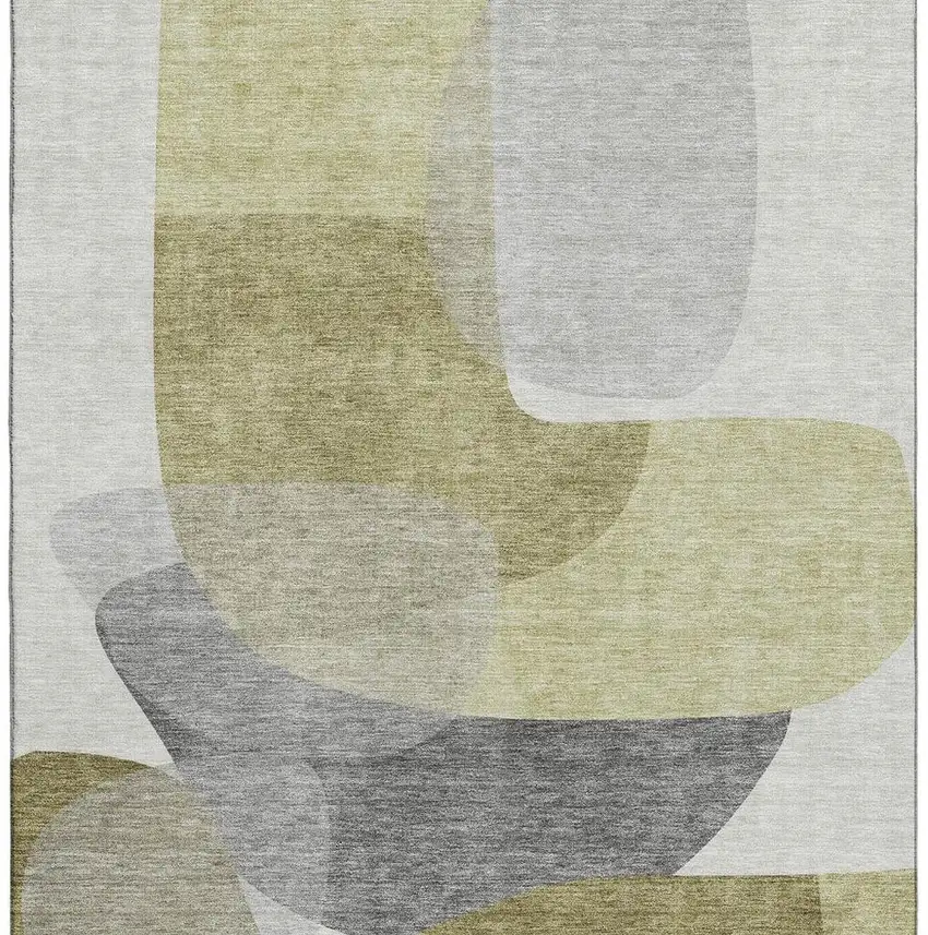 Fern Green And Gray Abstract Washable Area Rug With UV Protection Photo 4