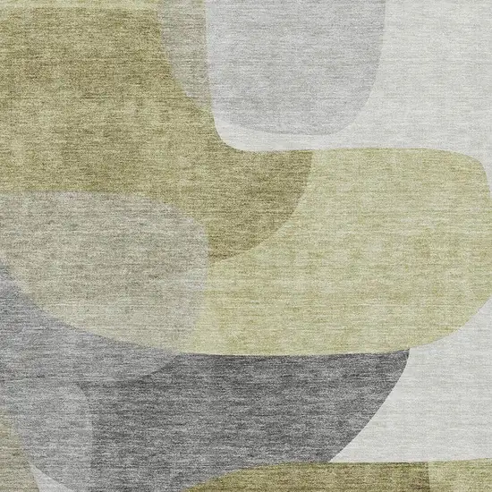 Fern Green And Gray Abstract Washable Area Rug With UV Protection Photo 3