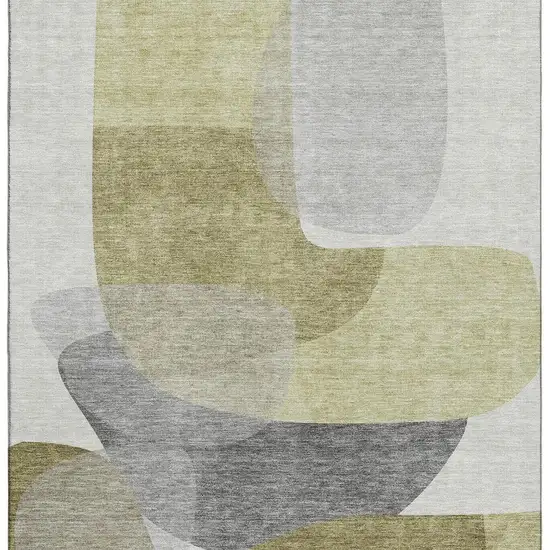 Fern Green And Gray Abstract Washable Area Rug With UV Protection Photo 4