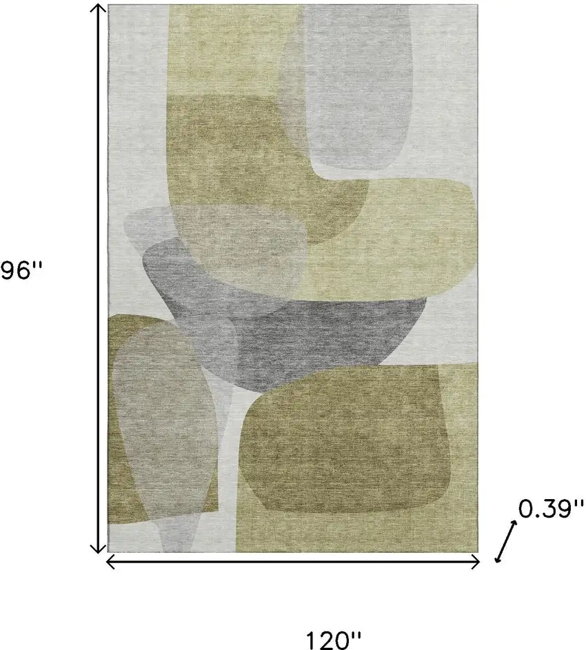 Fern Green And Gray Abstract Washable Area Rug With UV Protection Photo 9