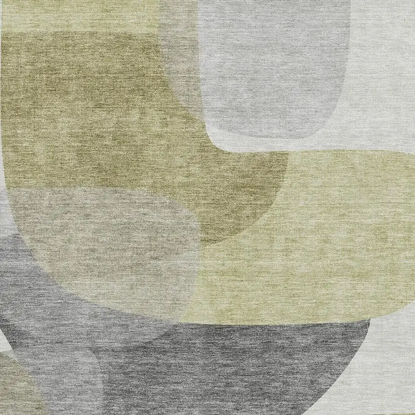 Fern Green And Gray Abstract Washable Area Rug With UV Protection Photo 3