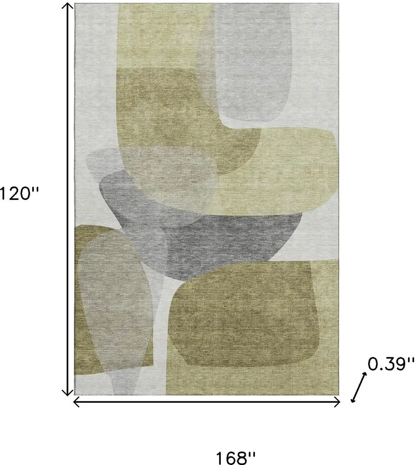 Fern Green And Gray Abstract Washable Area Rug With UV Protection Photo 9