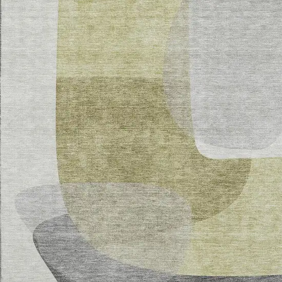 Fern Green And Gray Abstract Washable Area Rug With UV Protection Photo 3