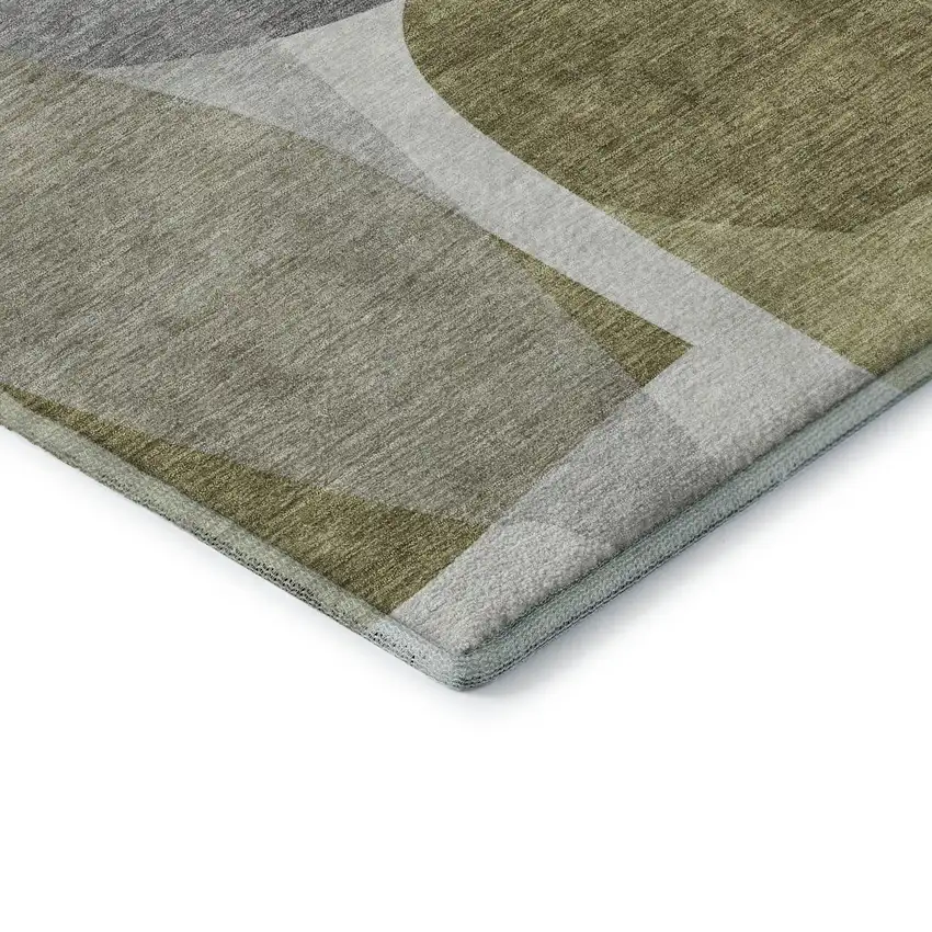 Fern Green And Gray Abstract Washable Area Rug With UV Protection Photo 7