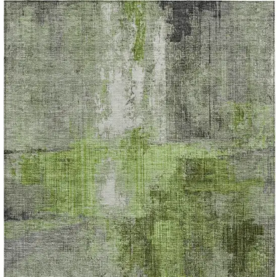 Fern Green And Gray Abstract Washable Indoor Outdoor Area Rug Photo 6