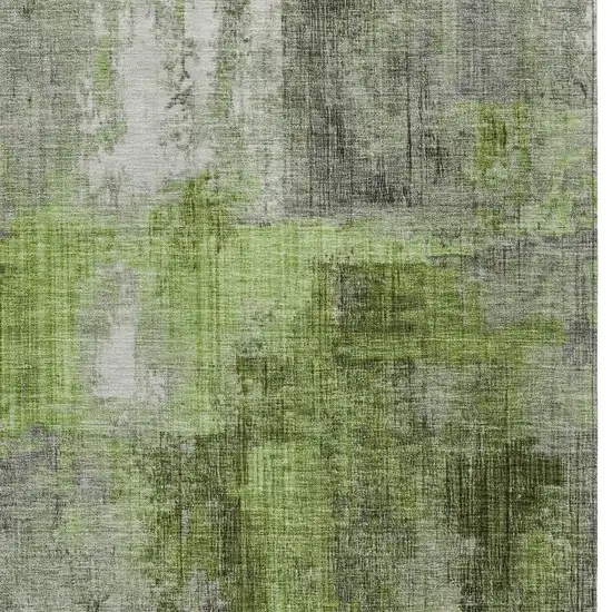 Fern Green And Gray Abstract Washable Indoor Outdoor Area Rug Photo 4