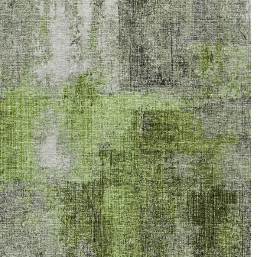 Fern Green And Gray Abstract Washable Indoor Outdoor Area Rug Photo 4