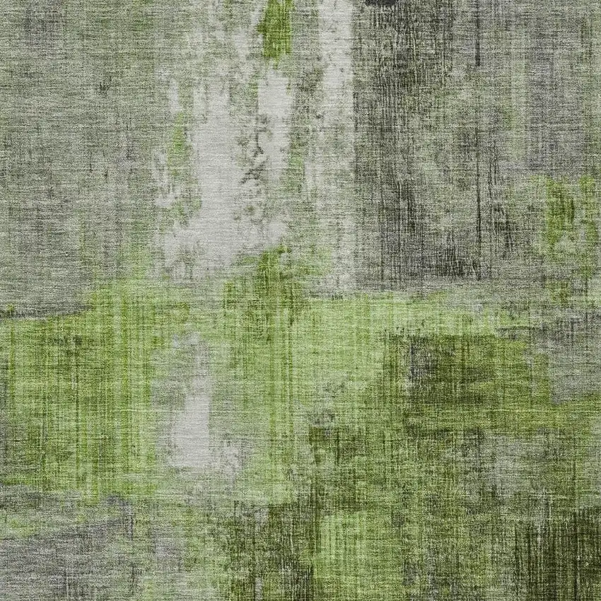 Fern Green And Gray Abstract Washable Indoor Outdoor Area Rug Photo 4