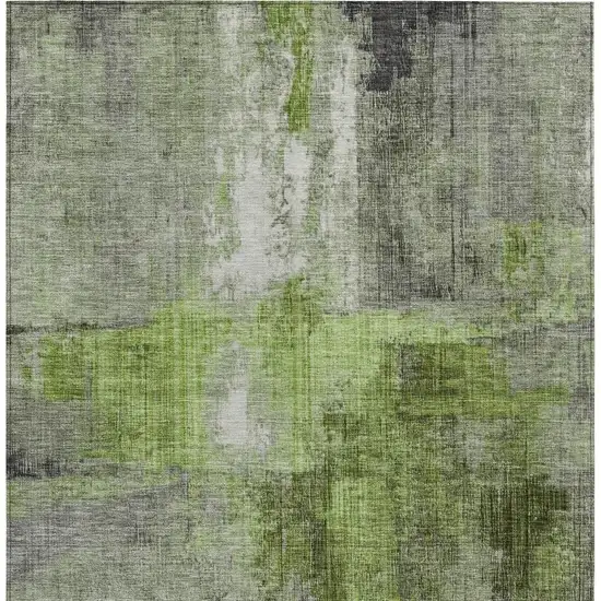Fern Green And Gray Abstract Washable Indoor Outdoor Area Rug Photo 4