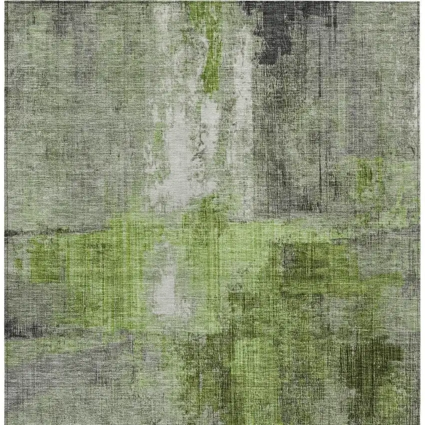 Fern Green And Gray Abstract Washable Indoor Outdoor Area Rug Photo 4