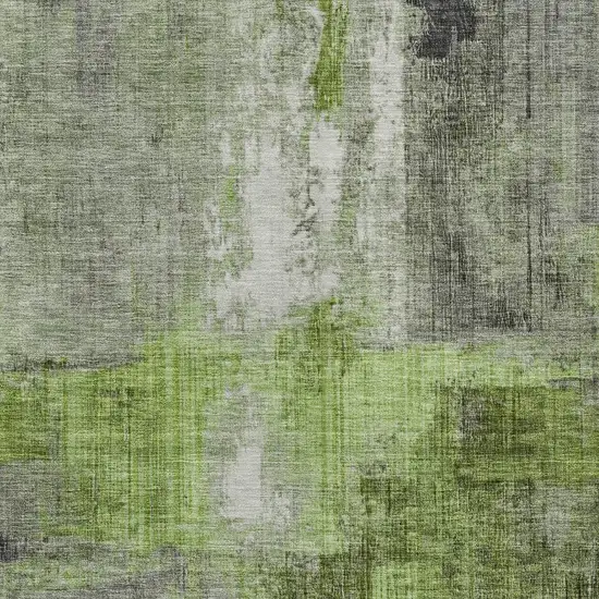 Fern Green And Gray Abstract Washable Indoor Outdoor Area Rug Photo 7