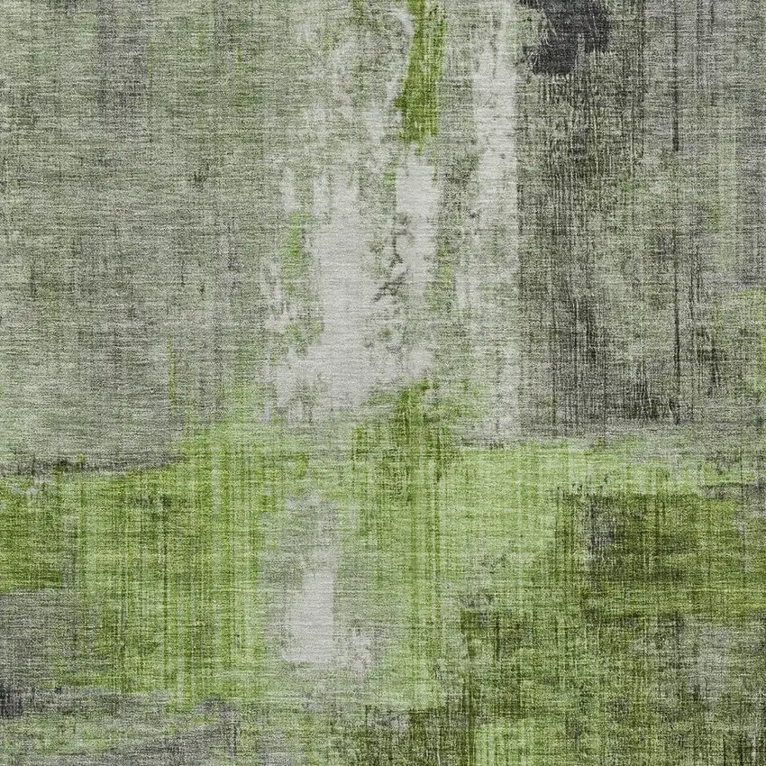 Fern Green And Gray Abstract Washable Indoor Outdoor Area Rug Photo 7