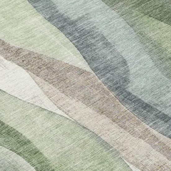 Fern Green And Gray Abstract Washable Indoor Outdoor Area Rug Photo 7