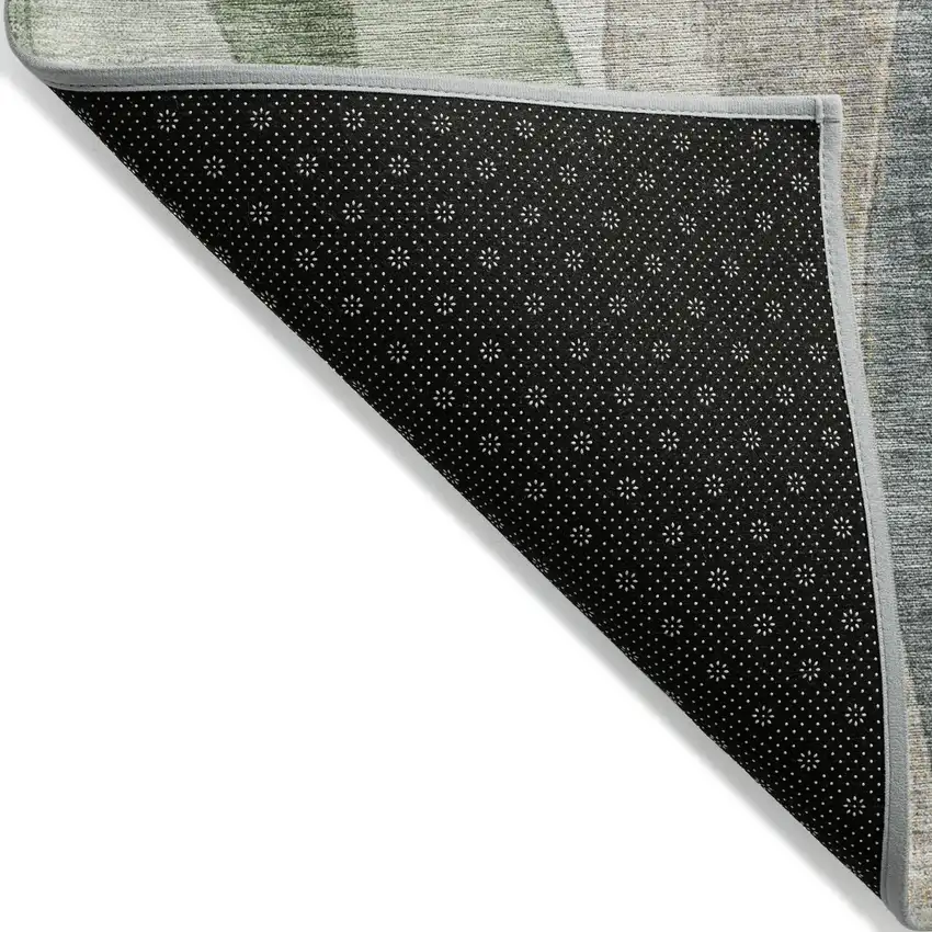 Fern Green And Gray Abstract Washable Indoor Outdoor Area Rug Photo 6