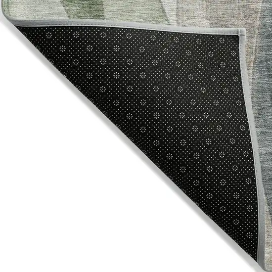 Fern Green And Gray Abstract Washable Indoor Outdoor Area Rug Photo 8
