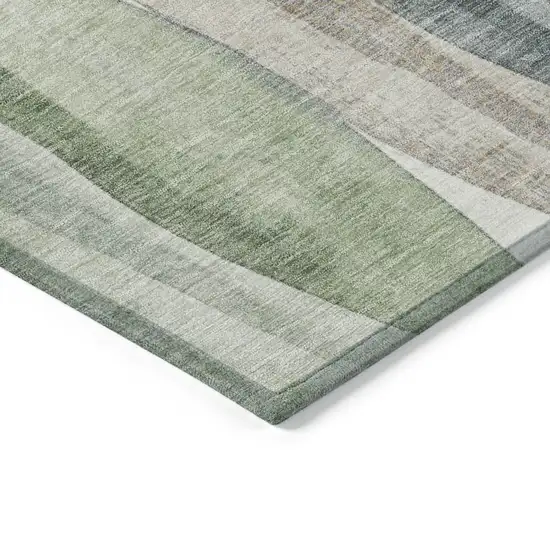 Fern Green And Gray Abstract Washable Indoor Outdoor Area Rug Photo 6