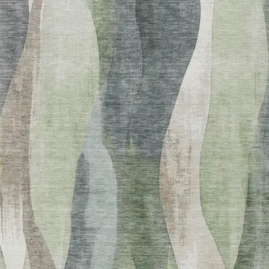 Fern Green And Gray Abstract Washable Indoor Outdoor Area Rug Photo 7