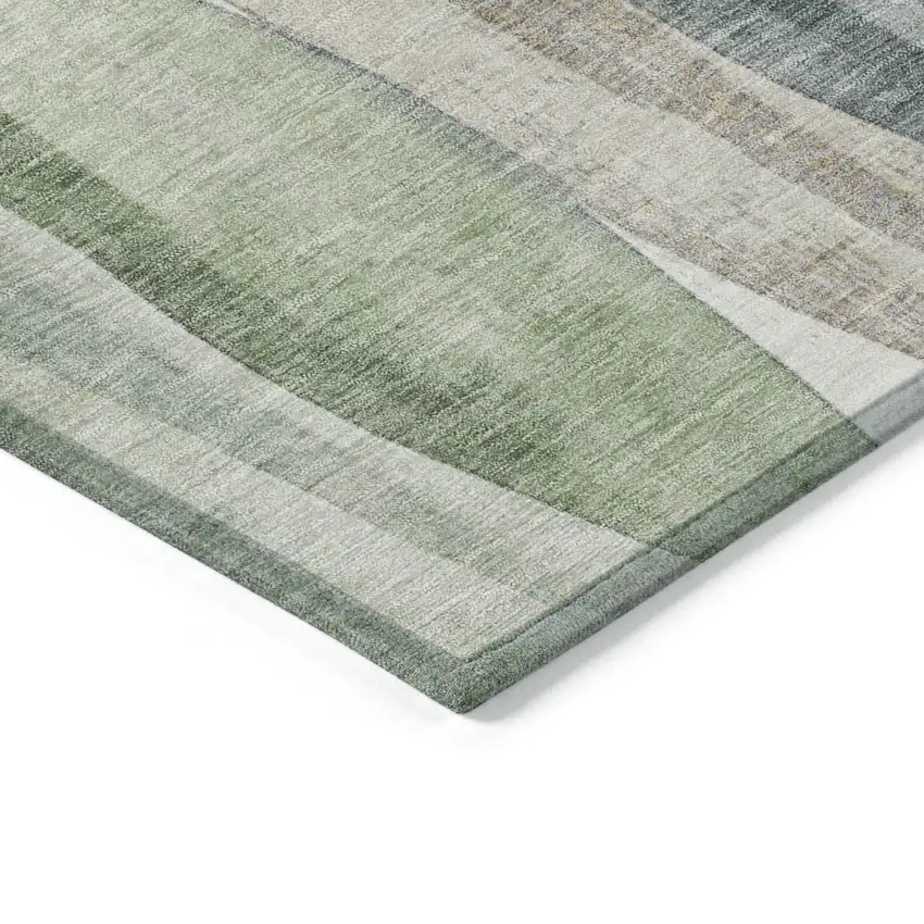Fern Green And Gray Abstract Washable Indoor Outdoor Area Rug Photo 9