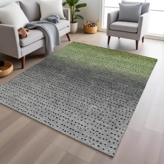 Fern Green And Gray Abstract Washable Indoor Outdoor Area Rug Photo 6