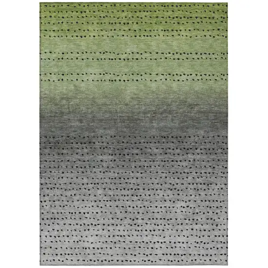 Fern Green And Gray Abstract Washable Indoor Outdoor Area Rug Photo 1