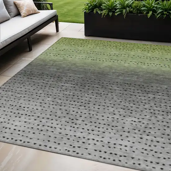 Fern Green And Gray Abstract Washable Indoor Outdoor Area Rug Photo 2
