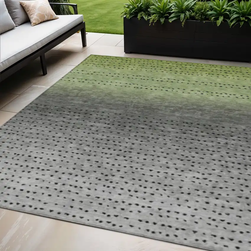 Fern Green And Gray Abstract Washable Indoor Outdoor Area Rug Photo 2