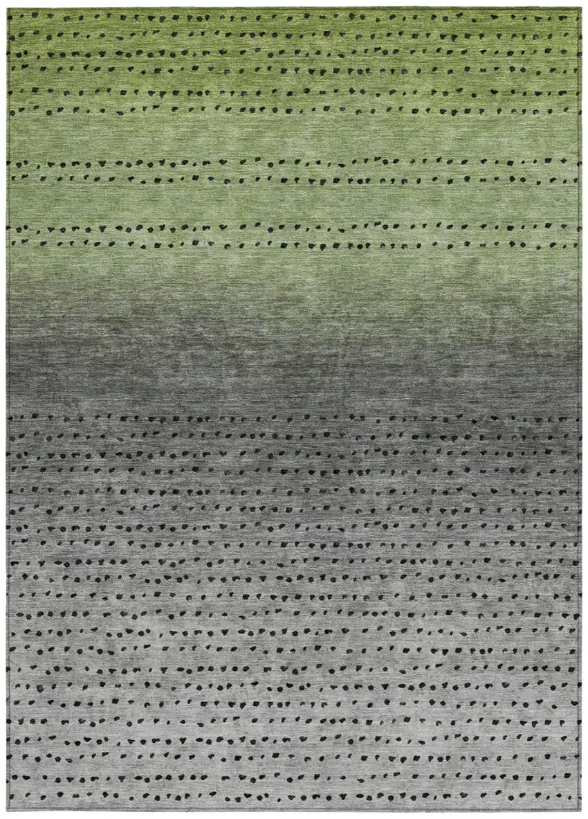 Fern Green And Gray Abstract Washable Indoor Outdoor Area Rug Photo 4