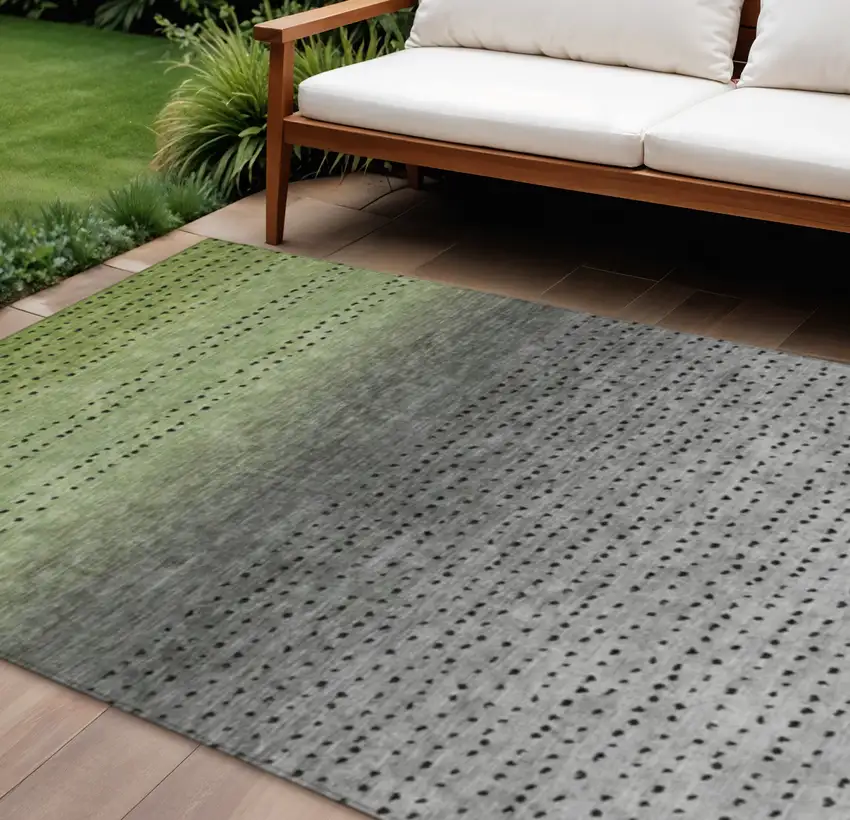 Fern Green And Gray Abstract Washable Indoor Outdoor Area Rug Photo 2