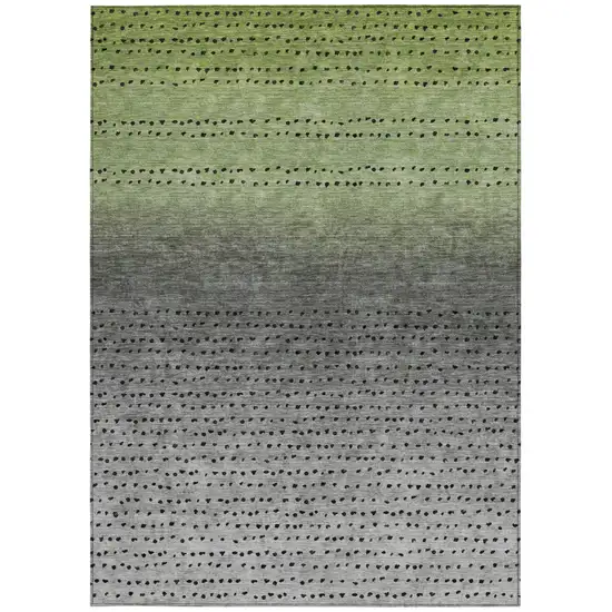 Fern Green And Gray Abstract Washable Indoor Outdoor Area Rug Photo 3