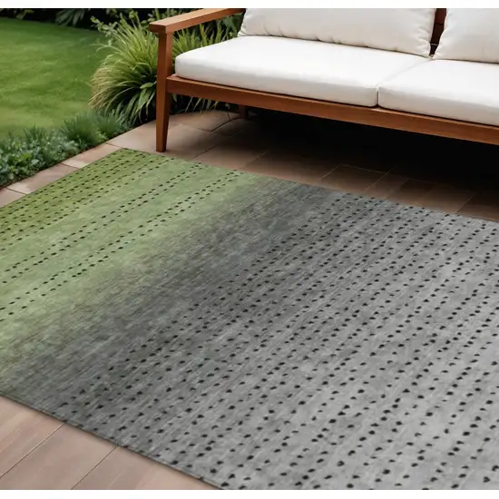Fern Green And Gray Abstract Washable Indoor Outdoor Area Rug Photo 2
