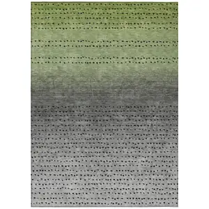 Photo of Fern Green And Gray Abstract Washable Indoor Outdoor Area Rug